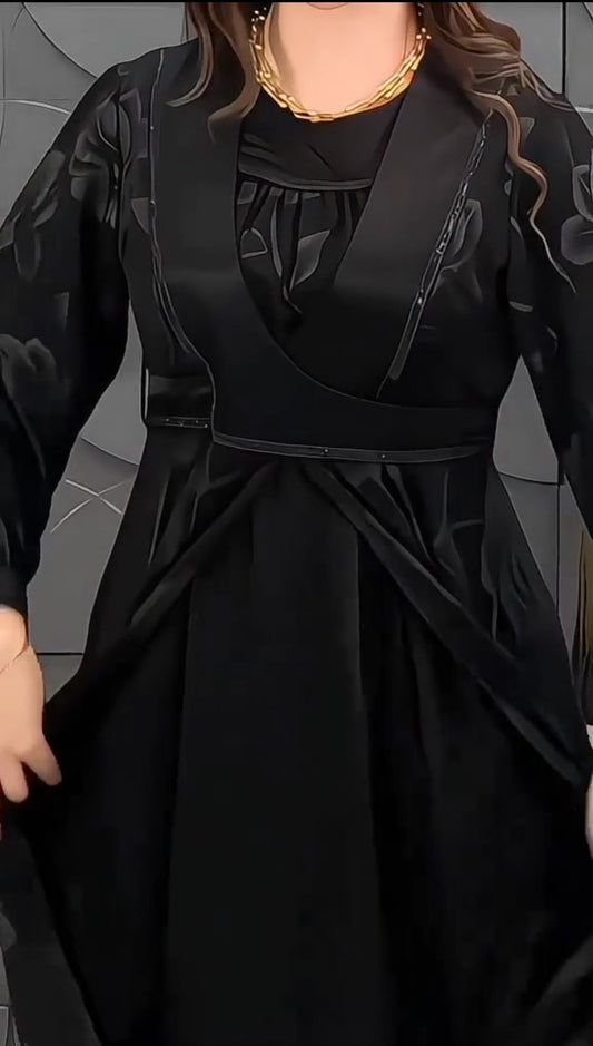 BLACK LONG DRESS STITCHED FOR GIRLS