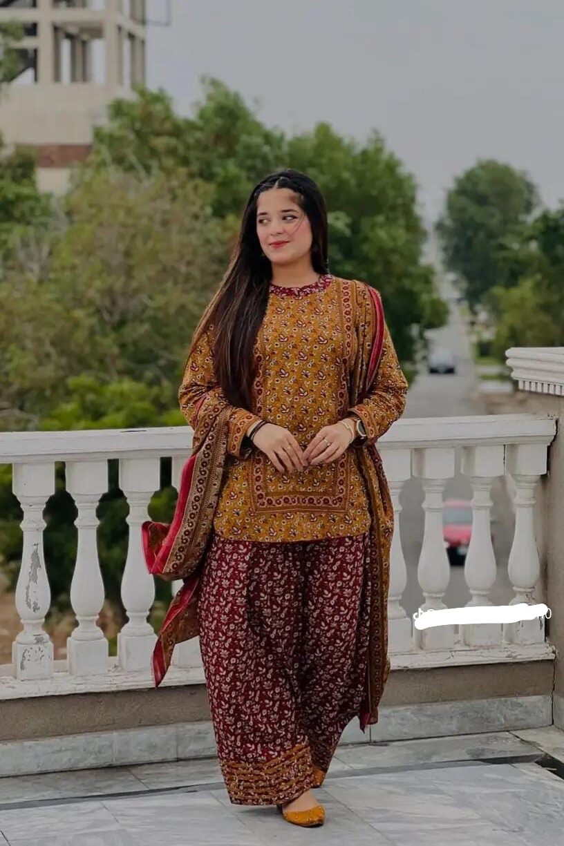 HAPPY (FARSHI SHALWAR) 3pc STITCHED FOR GIRLS