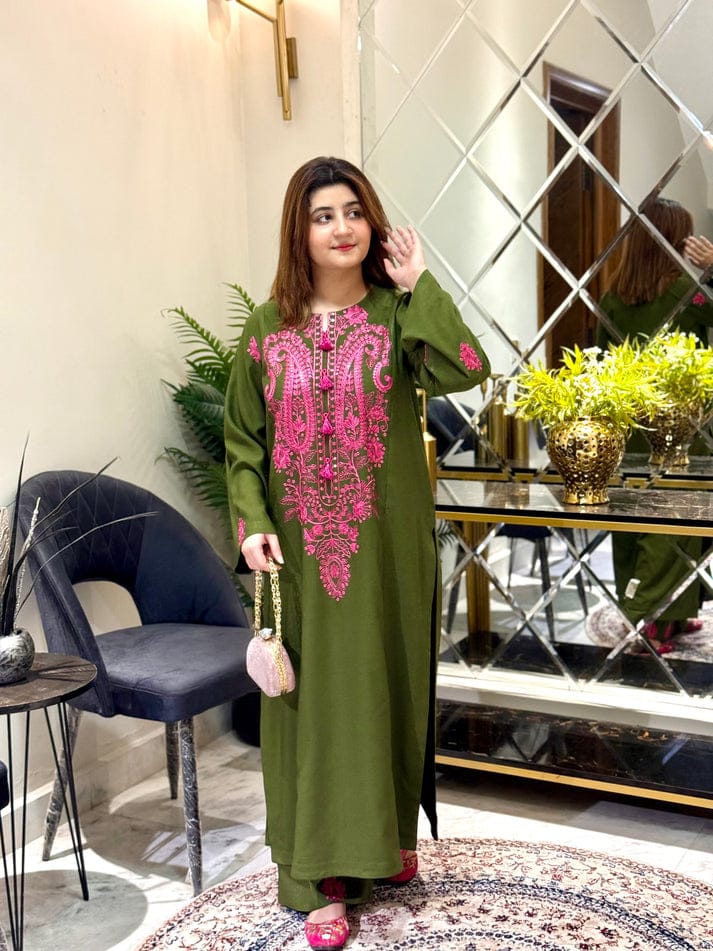 OMAL EMB CO-ORD SET STITCHED FOR GIRLS