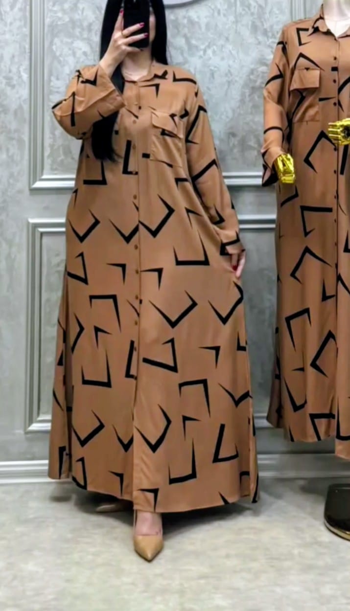 BROWNISH LONG SHIRT STITCHED FOR GIRLS