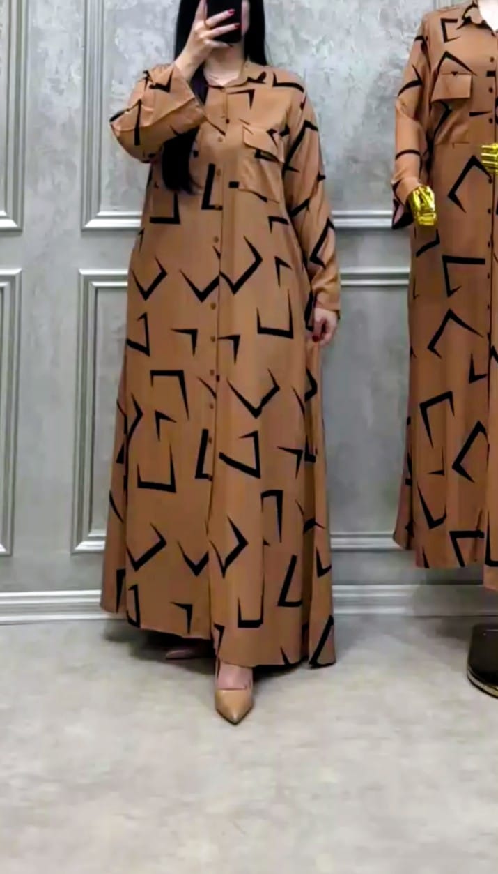 BROWNISH LONG SHIRT STITCHED FOR GIRLS