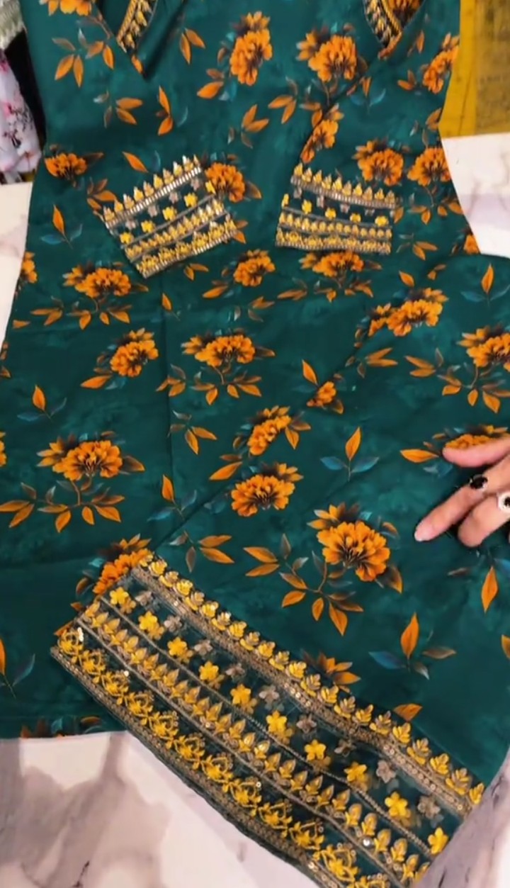 DIGITAL PRINT 3PC EMBRIODED SUIT STITCHED FOR GIRLS