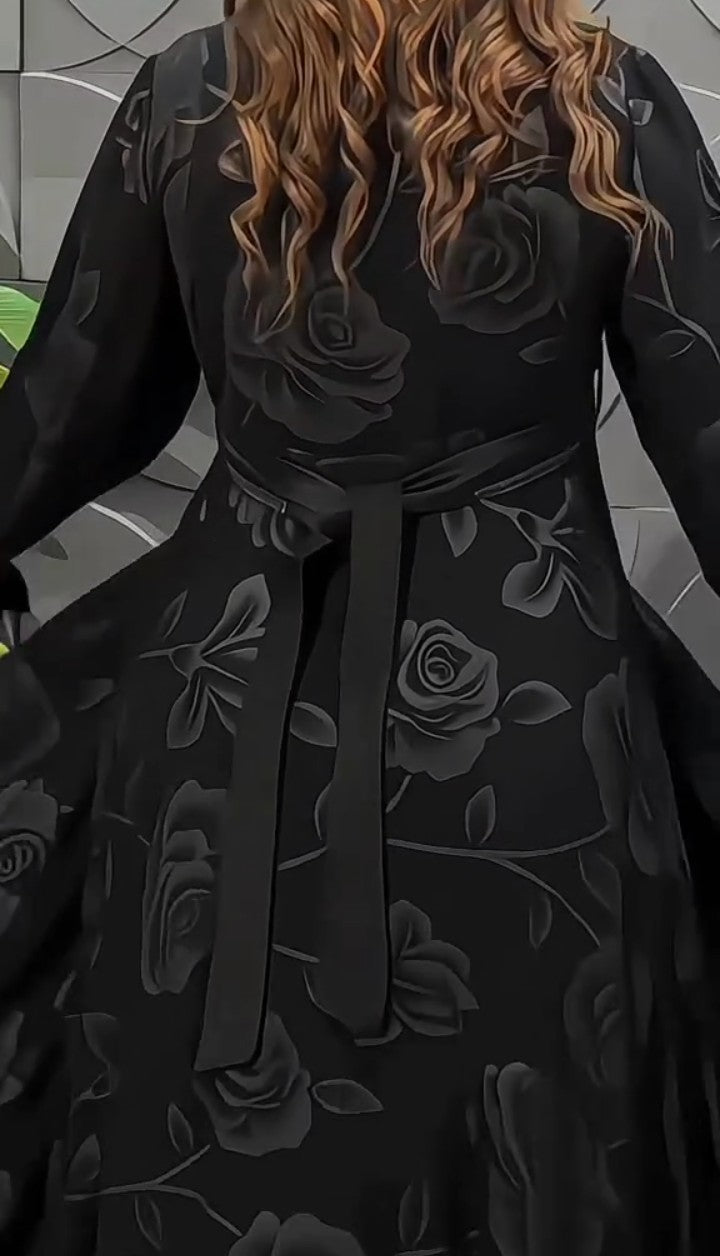 BLACK LONG DRESS STITCHED FOR GIRLS