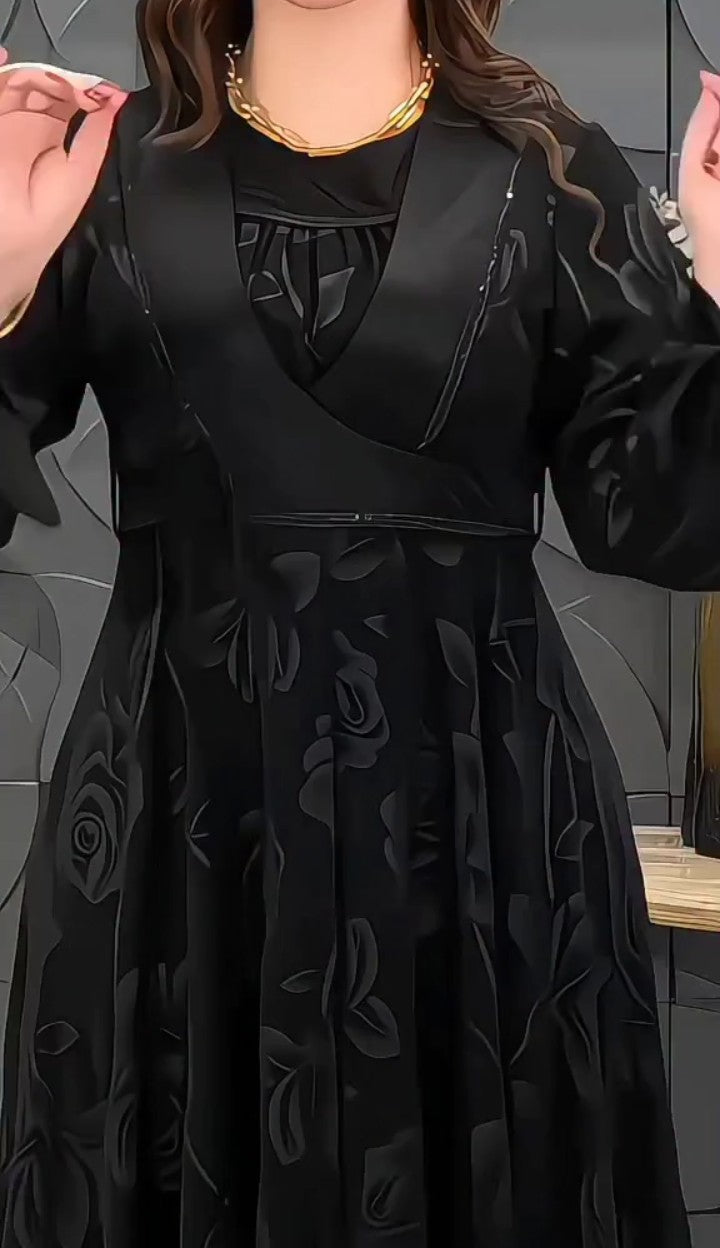 BLACK LONG DRESS STITCHED FOR GIRLS
