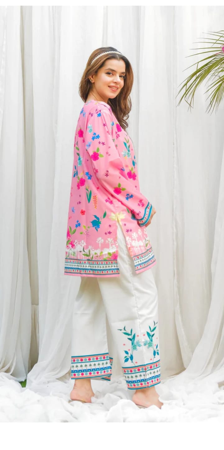 Dananeer Floral Shirt and Trouser 2 pieces stitched for girls